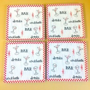 (4) Boston Warehouse Bar Plates Cheese & Cracker Snack 6.25” Square Set of 4